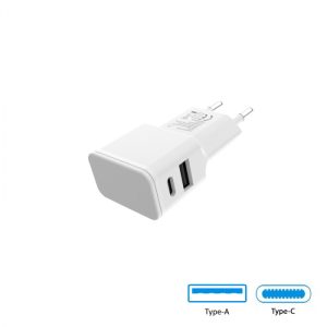 Grab n Go Oplaadblok - USB-C + USB-A Wall Charger 12W White